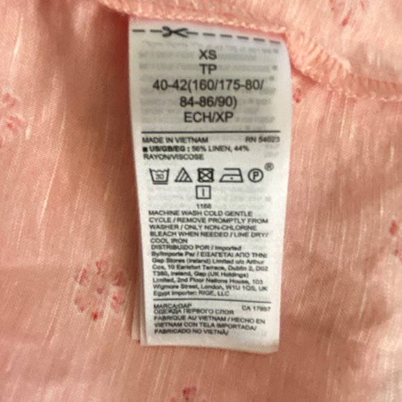 NWT Gap peach  linen print tank top xs - Picture 8 of 8